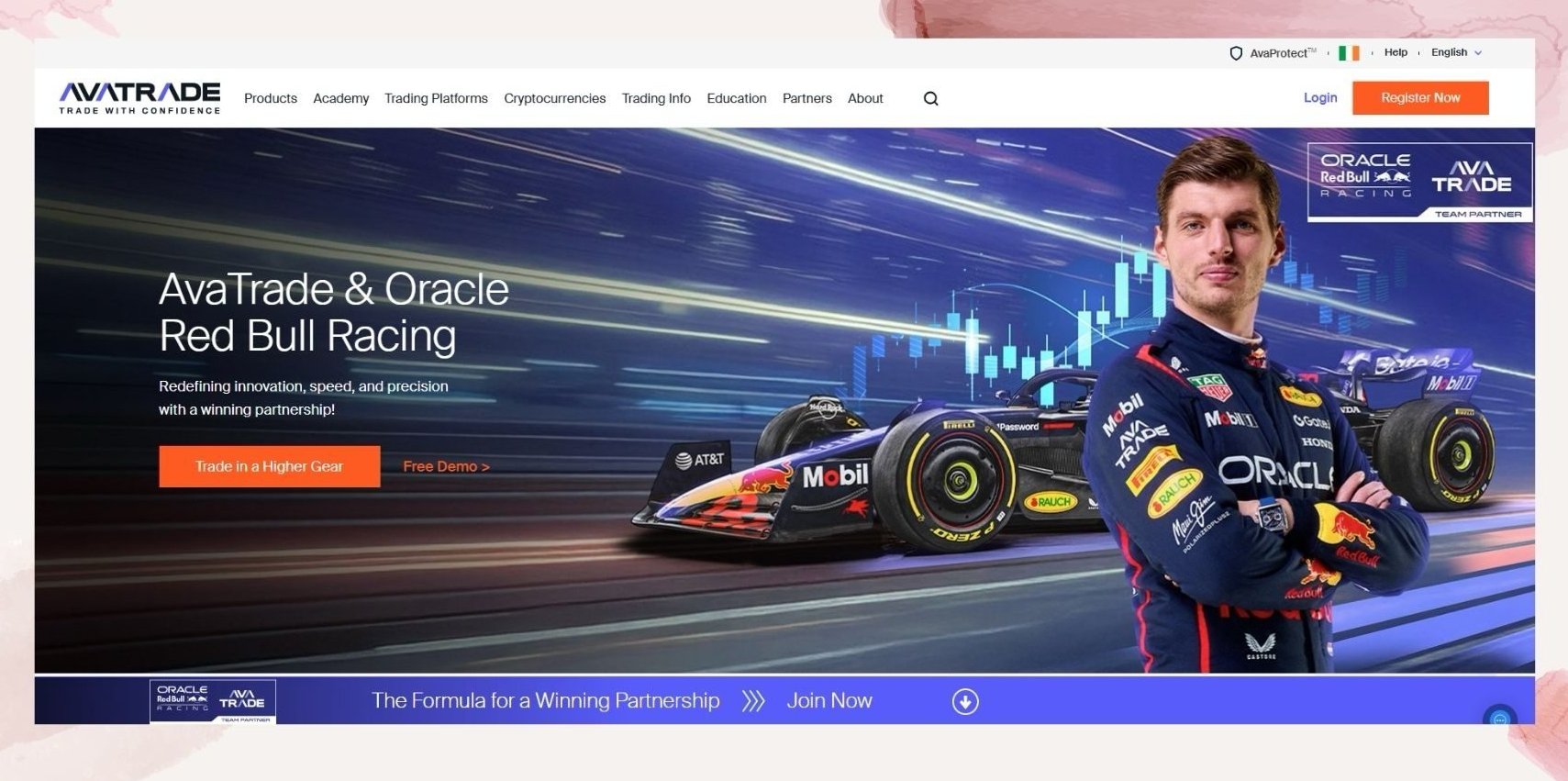 AvaTrade homepage hero I wrote
